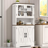 Farmhouse Kitchen Pantry Storage Cabinet with Adjustable Shelves