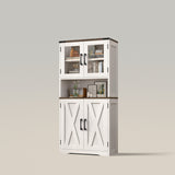 Farmhouse Kitchen Pantry Storage Cabinet with Adjustable Shelves