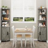 Vabches Farmhouse Corner Cabinet with 2 Doors and 6 Storage Shelves