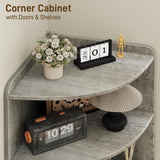 Vabches Farmhouse Corner Cabinet with 2 Doors and 6 Storage Shelves