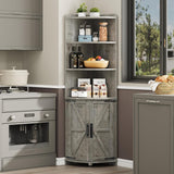 Vabches Farmhouse Corner Cabinet with 2 Doors and 6 Storage Shelves