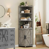 Vabches Farmhouse Corner Cabinet with 2 Doors and 6 Storage Shelves