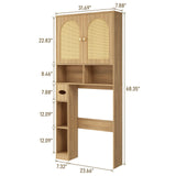 Rattan Storage Cabinet Over Toilet with Double Doors