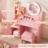 Princess Kids Makeup Vanity Desk with Open Bookshelf