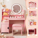 Princess Kids Makeup Vanity Desk with Open Bookshelf