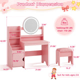 Princess Kids Makeup Vanity Desk with Open Bookshelf