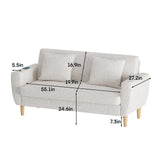 Mid Century Modern Soft Plush Material Loveseat Sofa for Bedroom