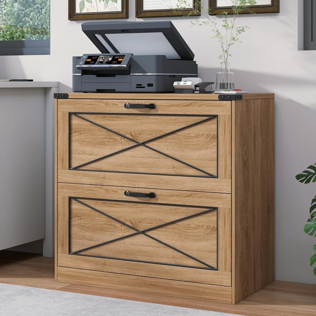 Farmhouse Lateral Office File Cabinet with 2 Drawers
