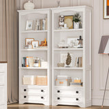 Wooden Bookshelf and Bookcase with Storage Drawers