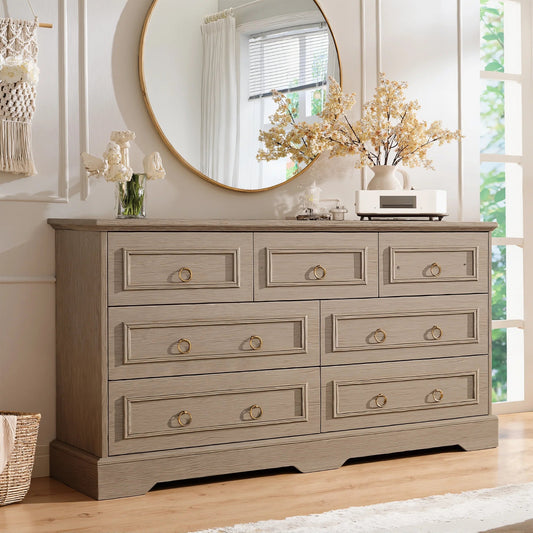 Mid Century Large Chest Storage Dresser Organizer with 7 Drawers