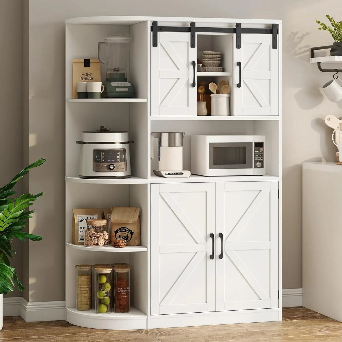 Vabches Farmhouse Pantry Cabinet, Kitchen Pantry Storage Cabinet