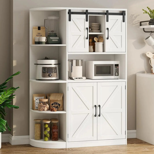 Vabches Farmhouse Pantry Cabinet, Kitchen Pantry Storage Cabinet