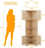 Vabches 64 Inch Tall Modern Fluted Corner Cabinet with Adjustable Shelf