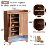 Wood Shoe Organizer Cabinet 6-Tier Shoe Cabinet with Led Light