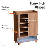 Wood Shoe Organizer Cabinet 6-Tier Shoe Cabinet with Led Light