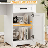 59in L Shaped Farmhouse Executive Desk with File Drawer