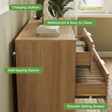 Vabches Chest of Drawer Modern Fluted Storage Cabinet