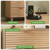 Vabches Chest of Drawer Modern Fluted Storage Cabinet