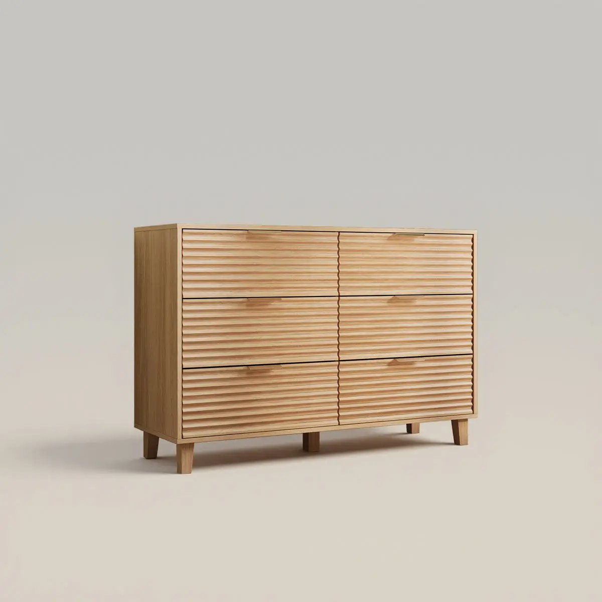 Vabches Chest of Drawer Modern Fluted Storage Cabinet