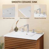 Vabches 36in Mid-Century Fluted Bathroom Storage Cabinet