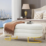 Upholstered End of Bed Bench with Storage and Golden Metal Leg