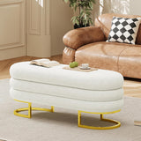 Upholstered End of Bed Bench with Storage and Golden Metal Leg