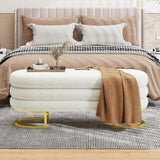 Upholstered End of Bed Bench with Storage and Golden Metal Leg