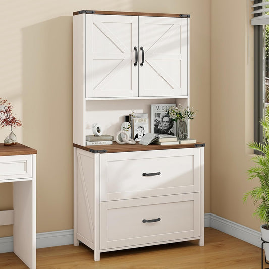 Vabches 2 Drawer Vertical File Cabinet with Bookshelf