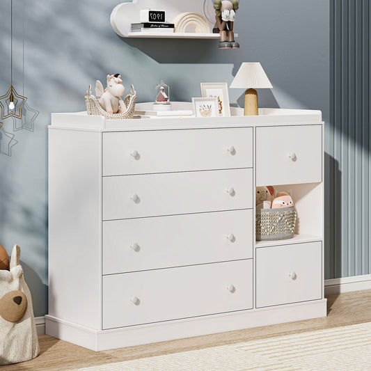 Vabches Multi-Functional Chest of Drawers Kids Dresser Cabinet with 6 Drawers
