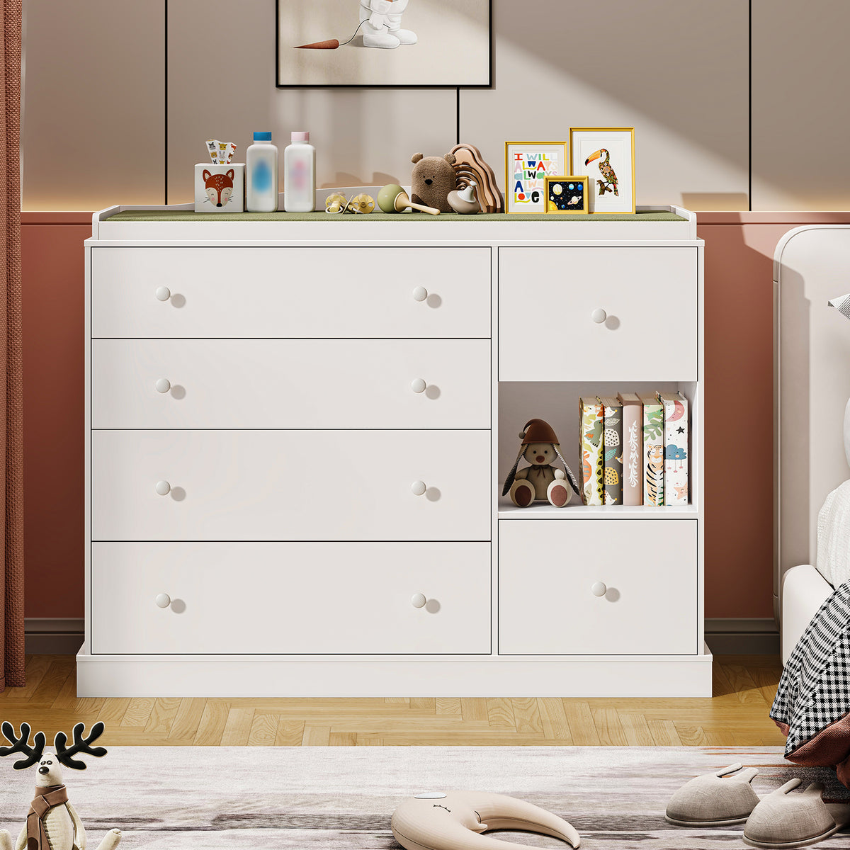 Vabches Multi-Functional Chest of Drawers Kids Dresser Cabinet with 6 Drawers