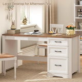 Farmhouse Home Office Desk with File Cabinet and 2 Drawers