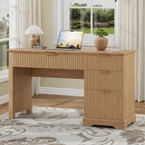Vabches Fluted Executive Desk with File Drawer
