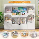Multi-Functional Toy Storage Organizer with 3-Tier Book Rack