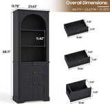 68in Tall Farmhouse Bookshelf with File Drawers&Display Storage Cabinet