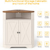 Vabches Small Corner Storage Cabinet with USB Ports and Outlets