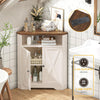 Vabches Small Corner Storage Cabinet with USB Ports and Outlets