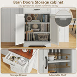 68inch Farmhouse Storage Cabinet with LED Light & Charging Station