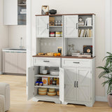 68inch Farmhouse Storage Cabinet with LED Light & Charging Station