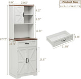 68inch Farmhouse Storage Cabinet with LED Light & Charging Station