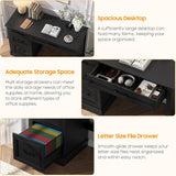 47in Executive Desk with 3 Drawers and Adjustable File Drawer