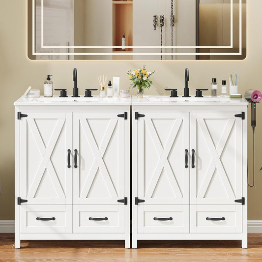 Modern Bathroom Free Standing Storage Cabinet with Sink Set