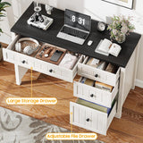 Vabches Rustic Office Desk with Storage Cabinet and File Drawer