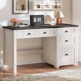 Vabches Rustic Office Desk with Storage Cabinet and File Drawer