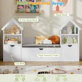Vabches Castle Shape Children's Bookshelf with 3 Movable Drawers and Seat Cushion