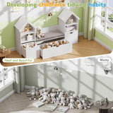 Vabches Castle Shape Children's Bookshelf with 3 Movable Drawers and Seat Cushion