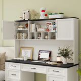 Vabches Farmhouse Executive Desk with 7 Drawers and Storage Cabinet