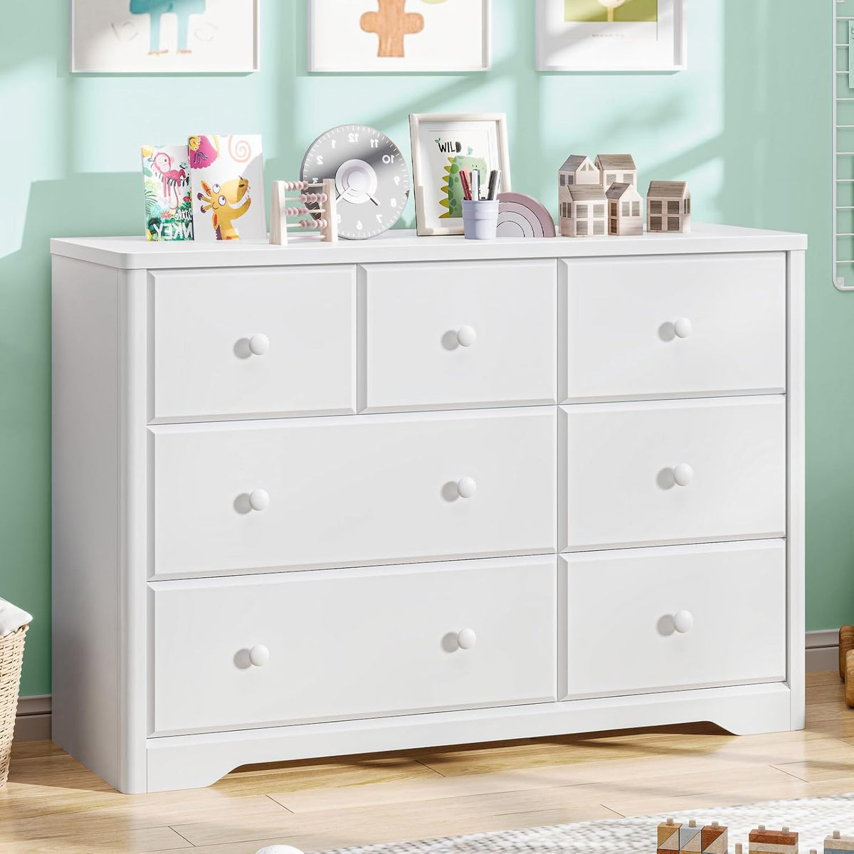 Multi-Functional Wood Large Chest of White Drawers for Bedroom