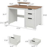 47.2IN Farmhouse Computer Desk with Adjustable File Drawer