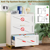 Vabches File Cabinet 3 Drawers Lateral File Cabinet with Charging Station