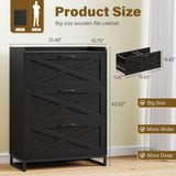 Vabches File Cabinet 3 Drawers Lateral File Cabinet with Charging Station